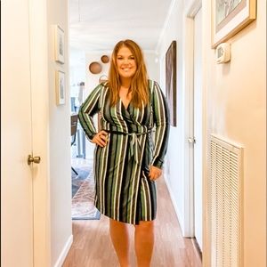 Striped wrap around dress
